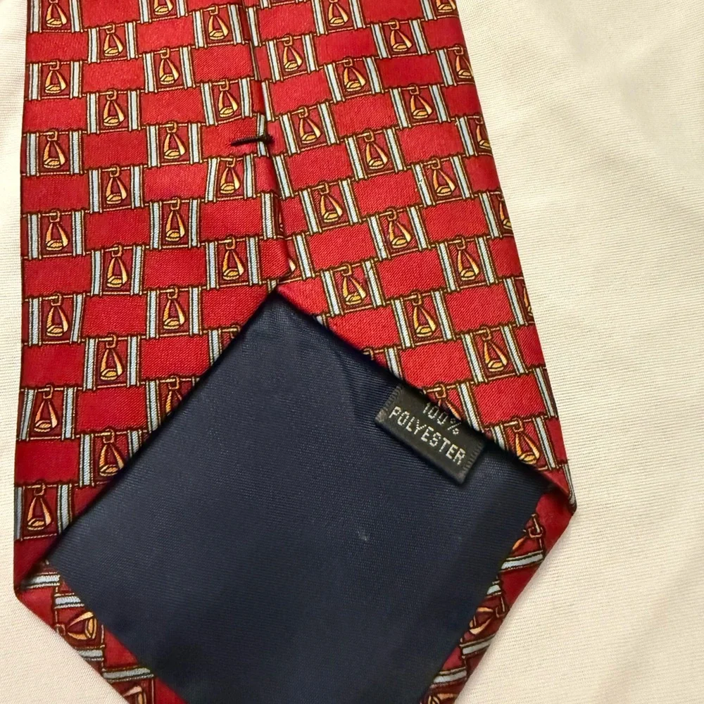 Red Patterned Men's Tie - Picture 3 of 5